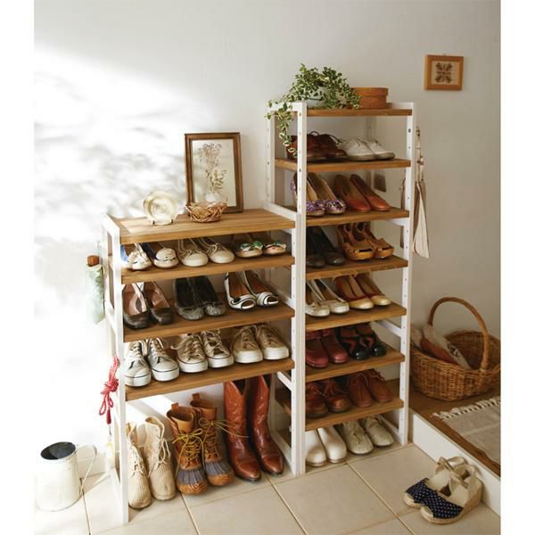 カントリー調シューズラック（Ｂ・幅６０ｃｍ・高さ９２ｃｍ） シューズラック・靴収納 画像1