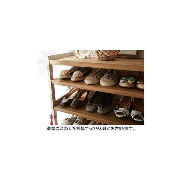 カントリー調シューズラック（Ｃ・幅４５ｃｍ・高さ１２８ｃｍ） シューズラック・靴収納 画像3