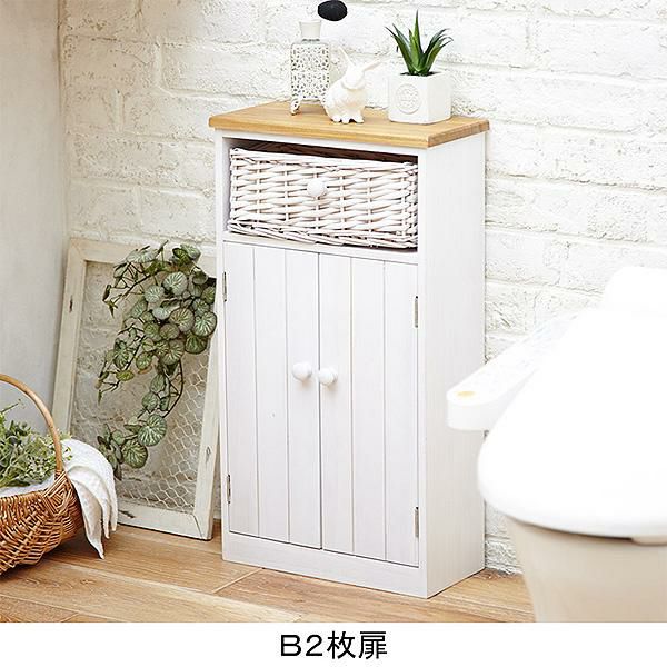 カントリー調多機能トイレ収納（Ｂ２・扉）　 トイレ小物収納 画像1
