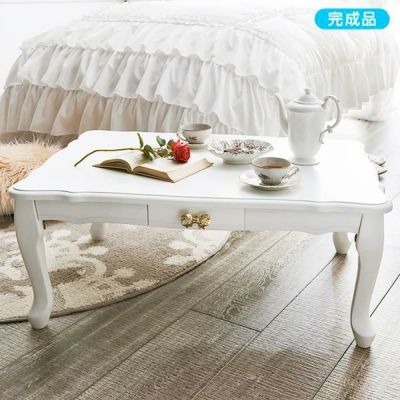取っ手が選べる猫脚折りたたみテーブル小(引出付)/Ruban(リュバン) 折りたたみテーブル 画像1