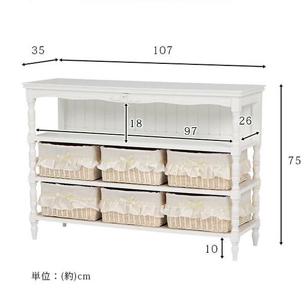 アンティーク風バスケットチェスト（６杯）/Soleil(ソレイユ) タンス・チェスト 画像2