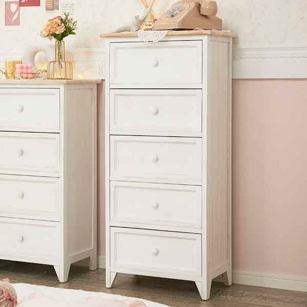 フレンチカントリー風チェスト（スリム５段） タンス・チェスト 画像1