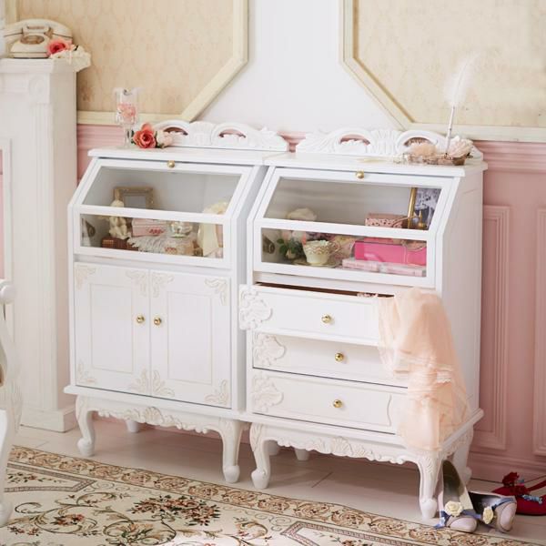 アンティーク風ディスプレイキャビネット/Noble（ノーブル）シリーズ キャビネット 画像5