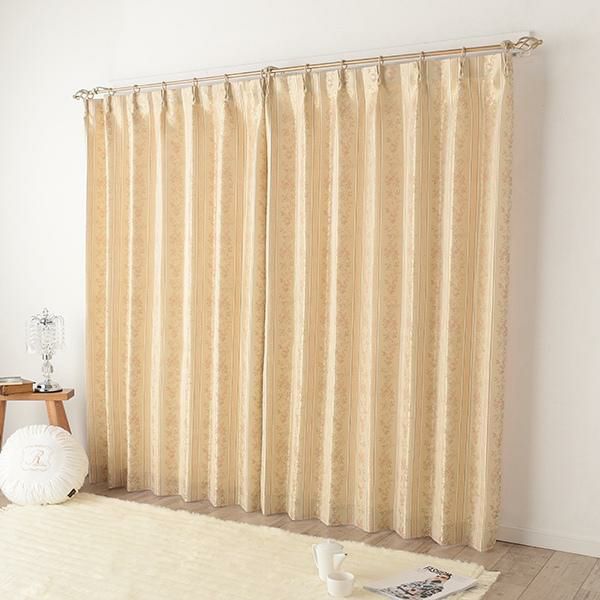 ローズストライプ柄ジャガードカーテン（ローズ・幅１５０ｃｍ×丈２００～２１８ｃｍ・１枚） オーダーカーテン（遮光なし） 画像1