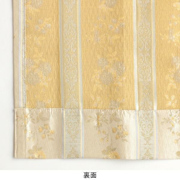 ローズストライプ柄ジャガードカーテン（イエロー・幅１５０ｃｍ×丈２２０～２３８ｃｍ・１枚） オーダーカーテン（遮光なし） 画像4