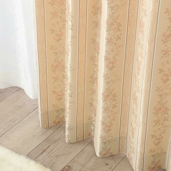 ローズストライプ柄ジャガードカーテン（ローズ・幅２００ｃｍ×丈１６０～１７８ｃｍ・１枚） オーダーカーテン（遮光なし） 画像2