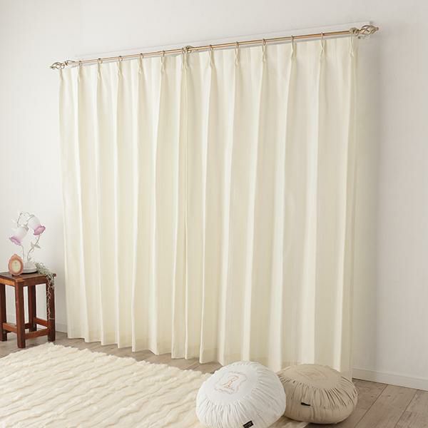 リボンテープ調ジャガードカーテン（アイボリー・幅１５０ｃｍ×丈２４０～２６０ｃｍ・２枚組） オーダーカーテン（遮光なし） 画像1