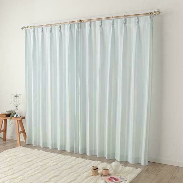 リボンテープ調ジャガードカーテン（ブルー・幅２００ｃｍ×丈２４０～２６０ｃｍ・１枚） オーダーカーテン（遮光なし） 画像4