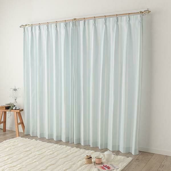 リボンテープ調ジャガードカーテン（ブルー・幅１００ｃｍ×丈１２０～１３８ｃｍ・２枚組） オーダーカーテン（遮光なし） 画像5