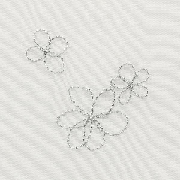 花柄刺繍ボイルカーテン(シルバー・幅１００ｃｍ×丈１００～１１８ｃｍ・２枚組） オーダーボイルカーテン 画像3