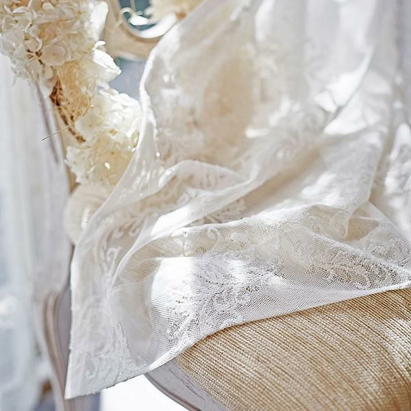 オーナメント柄レースカーテン（ナチュラルホワイト・幅１００ｃｍ×丈１６０～１７８ｃｍ・２枚組） オーダーレースカーテン 画像1