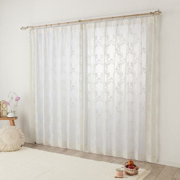 オーナメント柄レースカーテン（ナチュラルホワイト・幅１００ｃｍ×丈２２０～２３８ｃｍ・２枚組） オーダーレースカーテン 画像5