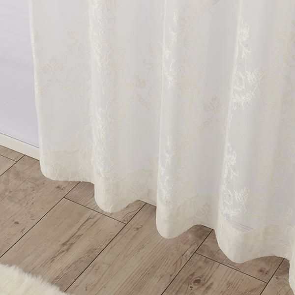 オーナメント柄レースカーテン（ナチュラルホワイト・幅１５０ｃｍ×丈１２０～１３８ｃｍ・２枚組） オーダーレースカーテン 画像2