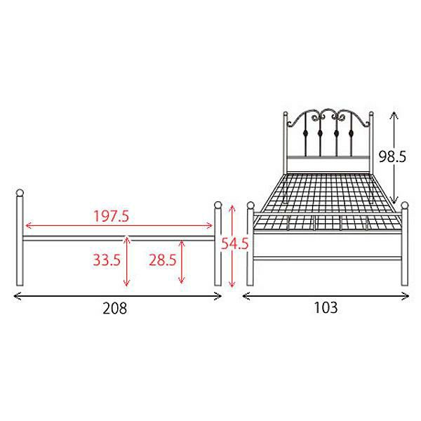 プリンセスアイアンベッド(本体のみ・シングル) デザインベッド 画像9