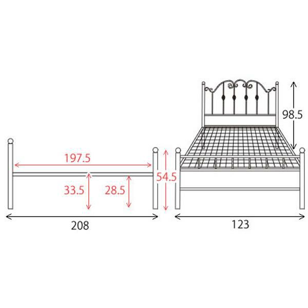 プリンセスアイアンベッド(本体のみ・セミダブル) デザインベッド 画像9