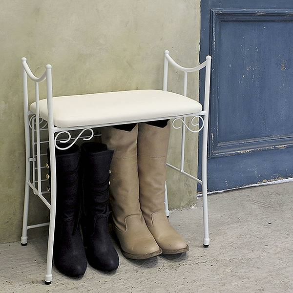 アイアンエントランスチェアA シューズラック・靴収納 画像1