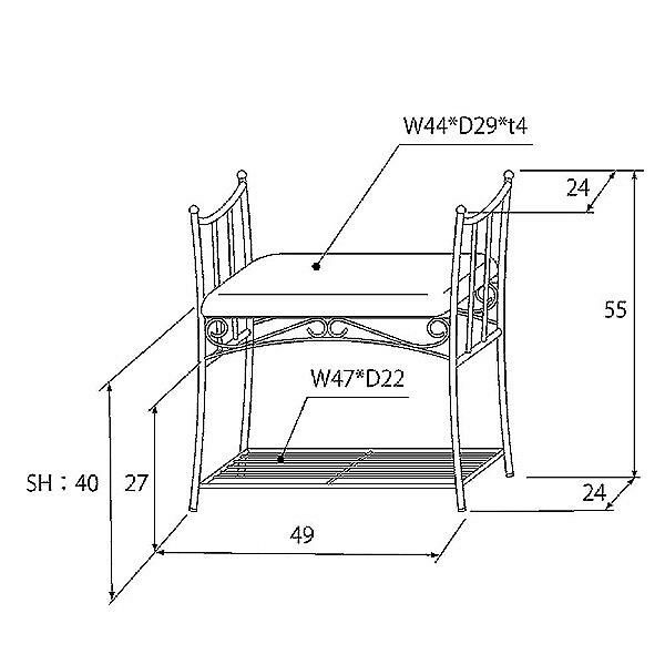 アイアンエントランスチェアB シューズラック・靴収納 画像9