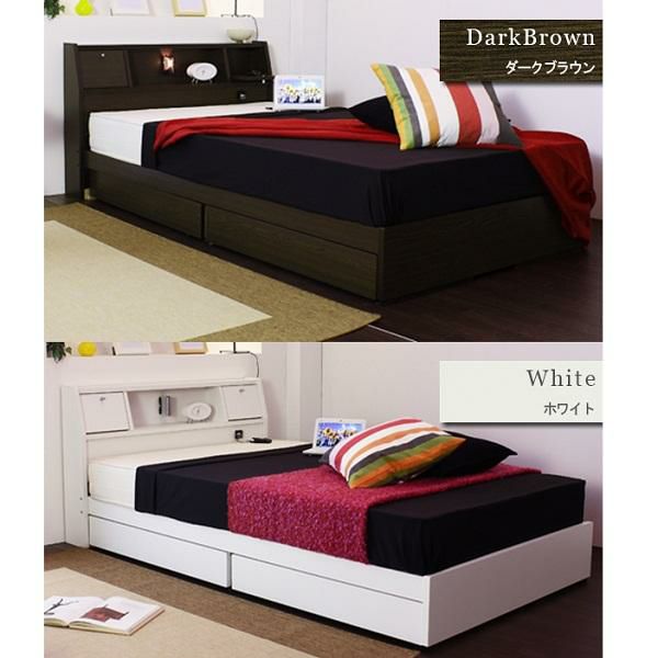 日本製　照明付収納ベッド（セミダブル・マットレス付） 収納付ベッド 画像5