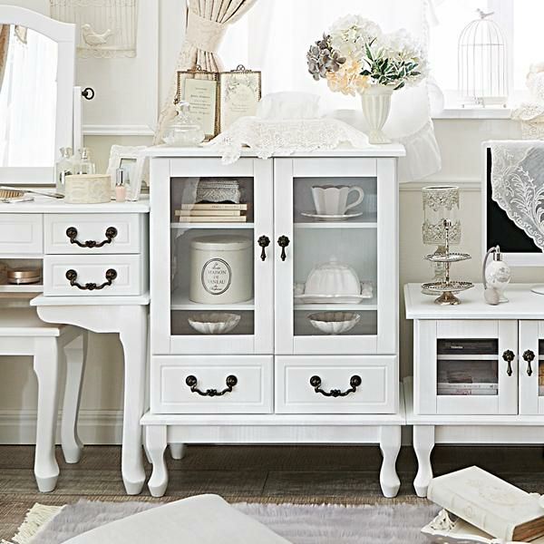 取っ手を着せ替えできる猫脚キャビネット/ホワイト&アンティーク キャビネット 画像8