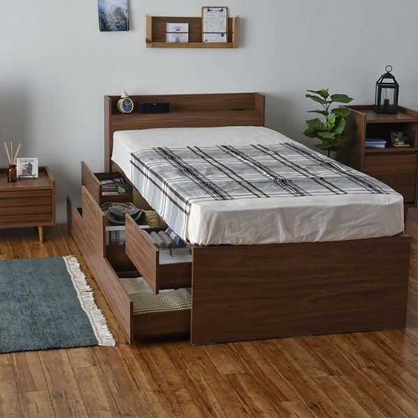 ハイタイプ　3分割収納付きベッド（シングル・ポケットコイルマットレス付） 収納付ベッド 画像6