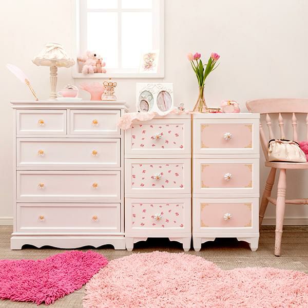 直送】【お届けグループC】ドレスチェンジチェスト3段/ミニローズ