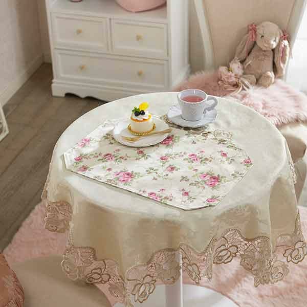 ローズ柄はっ水ランチョンマット（アイボリー） テーブルクロス・ランチョンマット 画像5