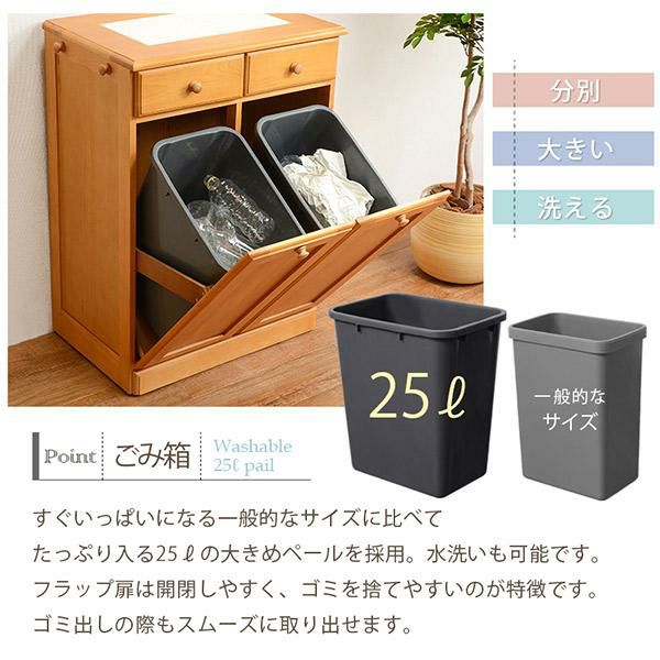 カウンター型ダストボックス/２５L・２杯 ごみ箱 画像7