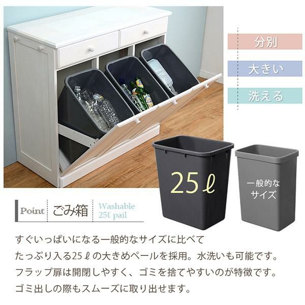 カウンター型ダストボックス/２５L・３杯 ごみ箱 画像7