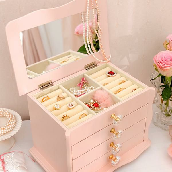 クリスタル取っ手のジュエリーボックス コスメワゴン・メイクボックス 画像11