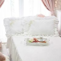 リボン刺繍枕カバー（ホワイト） 枕カバー・ピローケース 画像1