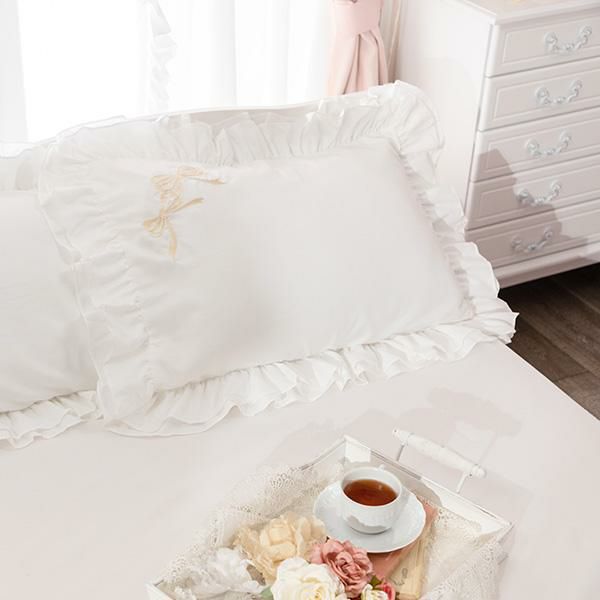 リボン刺繍枕カバー（ホワイト） 枕カバー・ピローケース 画像6