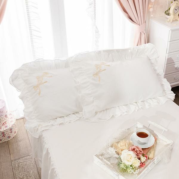リボン刺繍枕カバー（ホワイト） 枕カバー・ピローケース 画像7