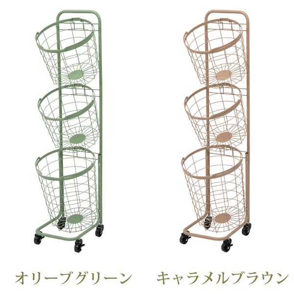 くすみダスティカラーのバスケットランドリー　ラウンド(3段) ランドリーバスケット 画像3