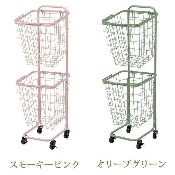 くすみダスティカラーのバスケットランドリー　スクエア(2段) ランドリーバスケット 画像18