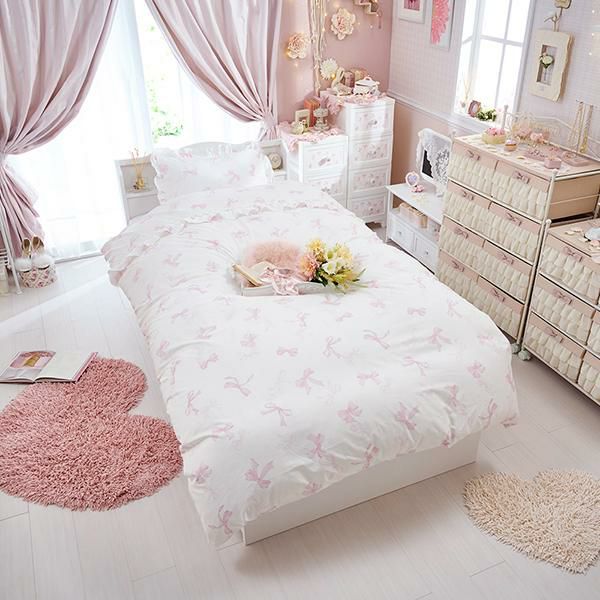 リボン柄布団カバー３点セット（セミダブル） 布団カバーセット　セミダブル 画像3