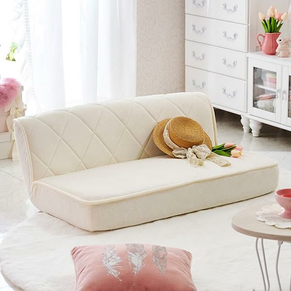 くすみパステルカラーのローソファー（W） 2人掛けソファ― 画像2