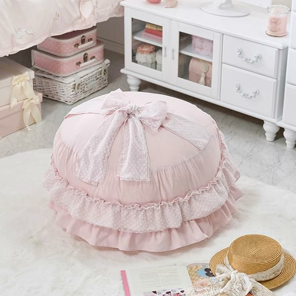 マカロンリボン収納カバー（ピンク）｜かわいいお姫様インテリア家具