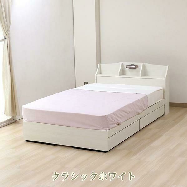 ライト付大量収納ベッド(シングル／マットレス付き) 収納付ベッド 画像12