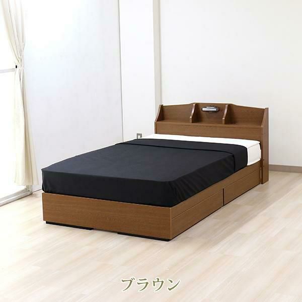 ライト付大量収納ベッド(シングル／マットレス付き) 収納付ベッド 画像13