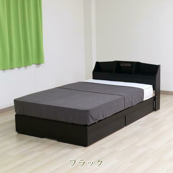 ライト付大量収納ベッド(シングル／マットレス付き) 収納付ベッド 画像14