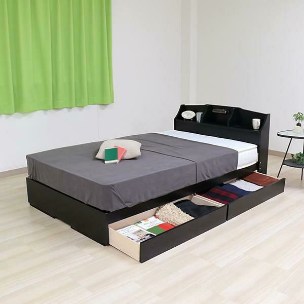 ライト付大量収納ベッド(シングル／マットレス付き) 収納付ベッド 画像16