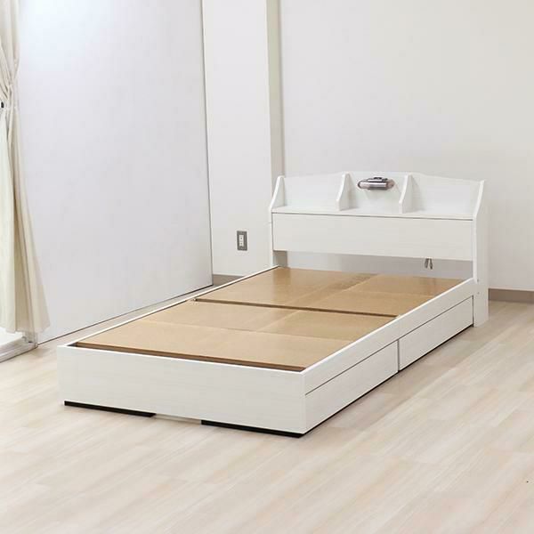 ライト付大量収納ベッド(シングル／マットレス付き) 収納付ベッド 画像18