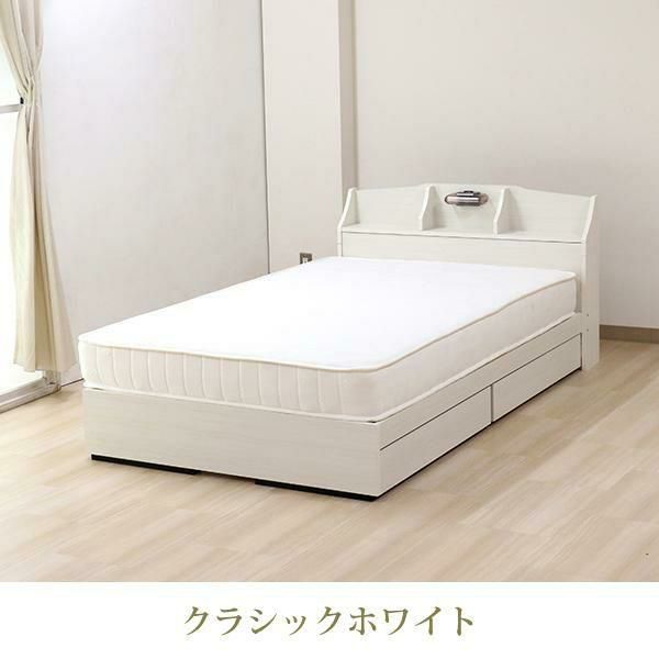 ライト付大量収納ベッド(セミダブル／マットレス付き) 収納付ベッド 画像6