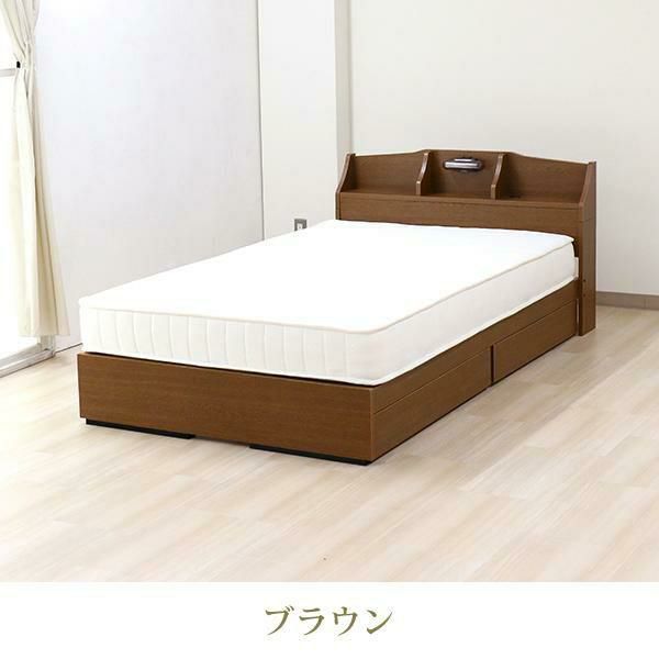 直送】ライト付大量収納ベッド(セミダブル/マットレス付き)｜かわいい