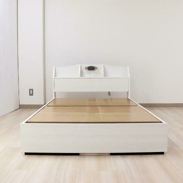 ライト付大量収納ベッド(セミダブル／マットレス付き) 収納付ベッド 画像19