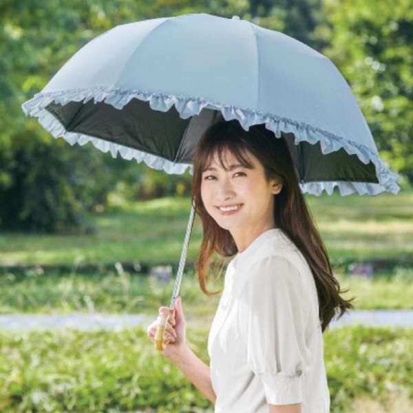 たっぷりフリル2段折りたたみ傘【ラッピング対応可能
