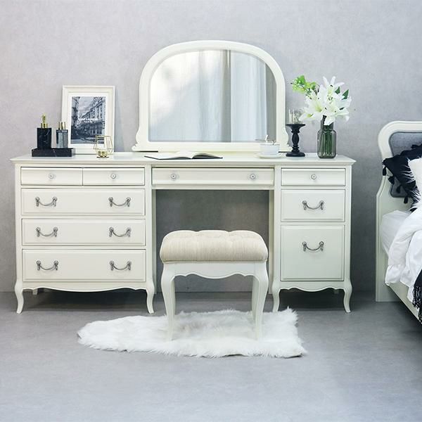 直送】ドレッサーデスク160 3点セット(デスク160・ミラー・スツール