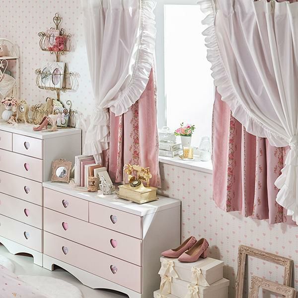 多機能フリルレースカーテン（100×203・2枚組）｜かわいい