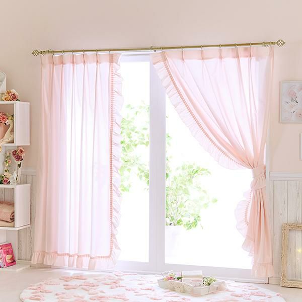多機能フリルレースカーテン ピンク １００ ２２８ ２枚組 在庫限りで終了 かわいいお姫様インテリア家具 雑貨の通販 幅100cm 丈199cm ロマンティックプリンセス ロマプリ
