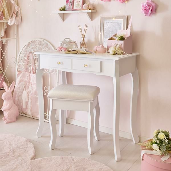 直送】クリスタル取っ手のデスク＆スツールセット｜かわいいお姫様  